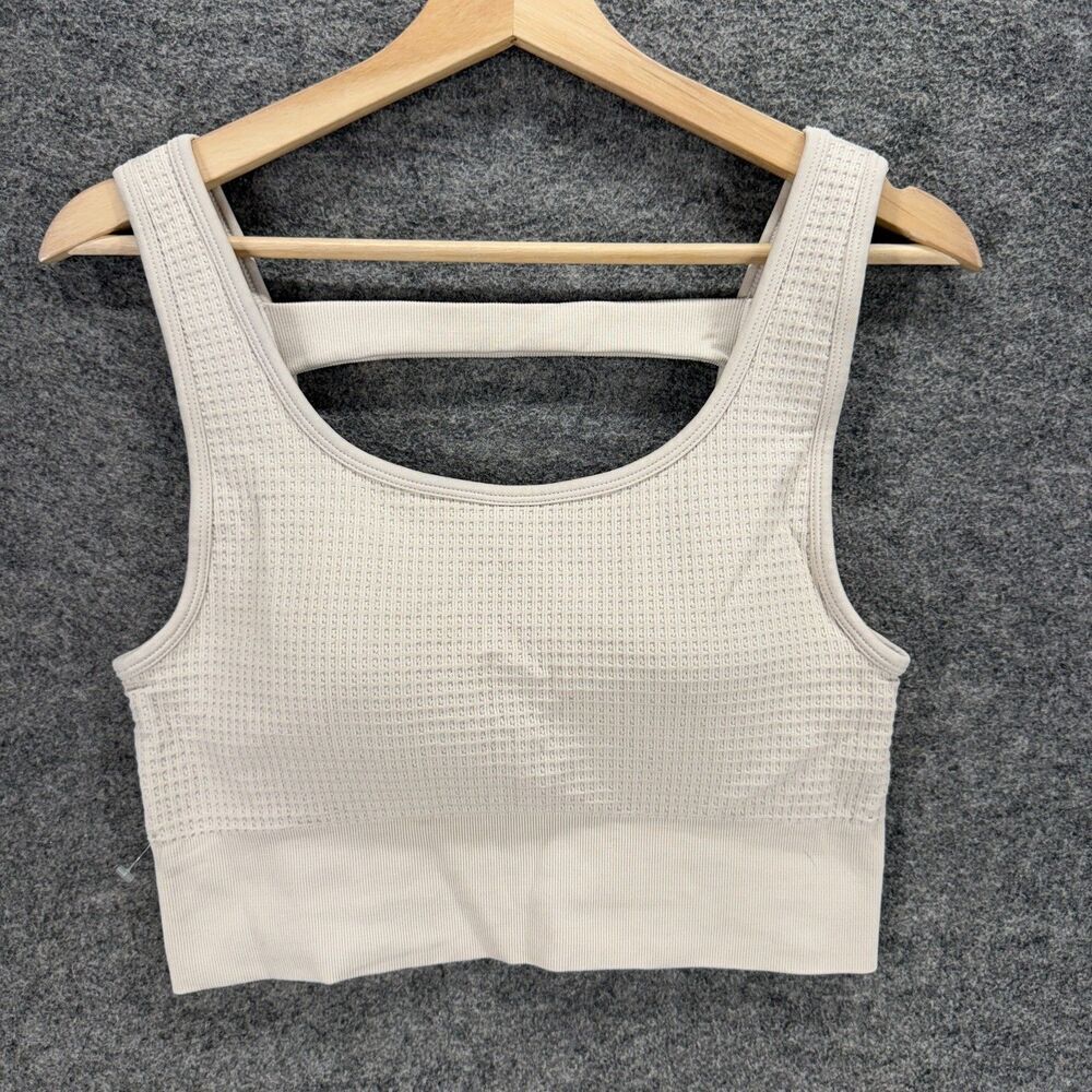 Yogalicious Waffle Seamless Melanie Bra Women XL Beige Opaque Wireless Push Up